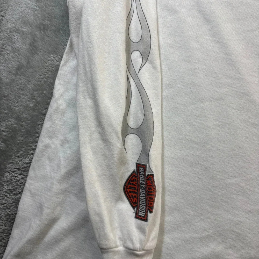 Harley Davidson Long Sleeve Pocket Tee Mens XL Flame Sleeve